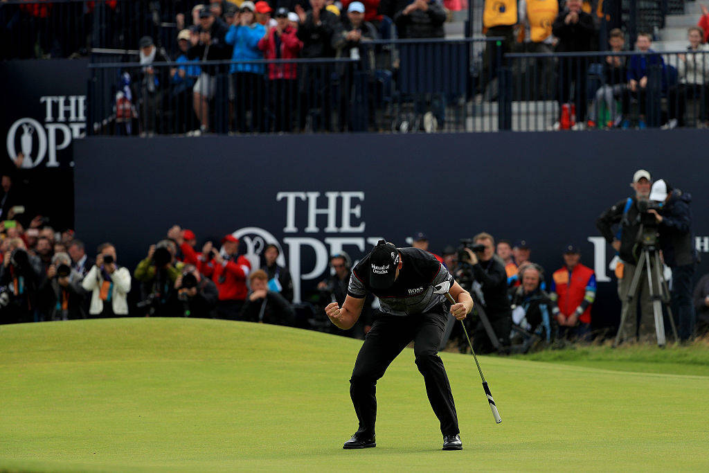 Henrik Stenson celebrates winning The Open at Royal Troon